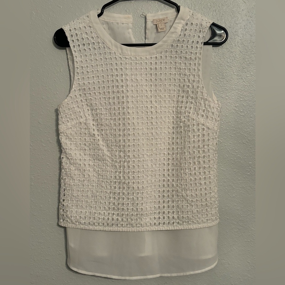 JCrew Sleeveless White Eyelet Blouse.  SZ.4